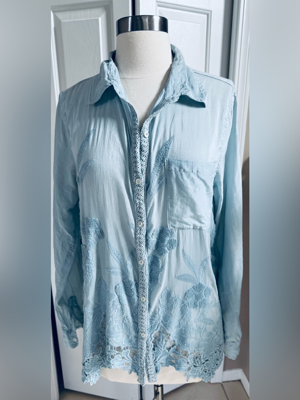 dylan Light Blue Embroidered Button-Down Shirt